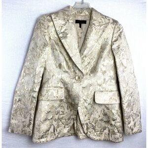 ESCADA Metallic Gold Floral Shimmer Blazer Jacket Women's Size 36 Single Button